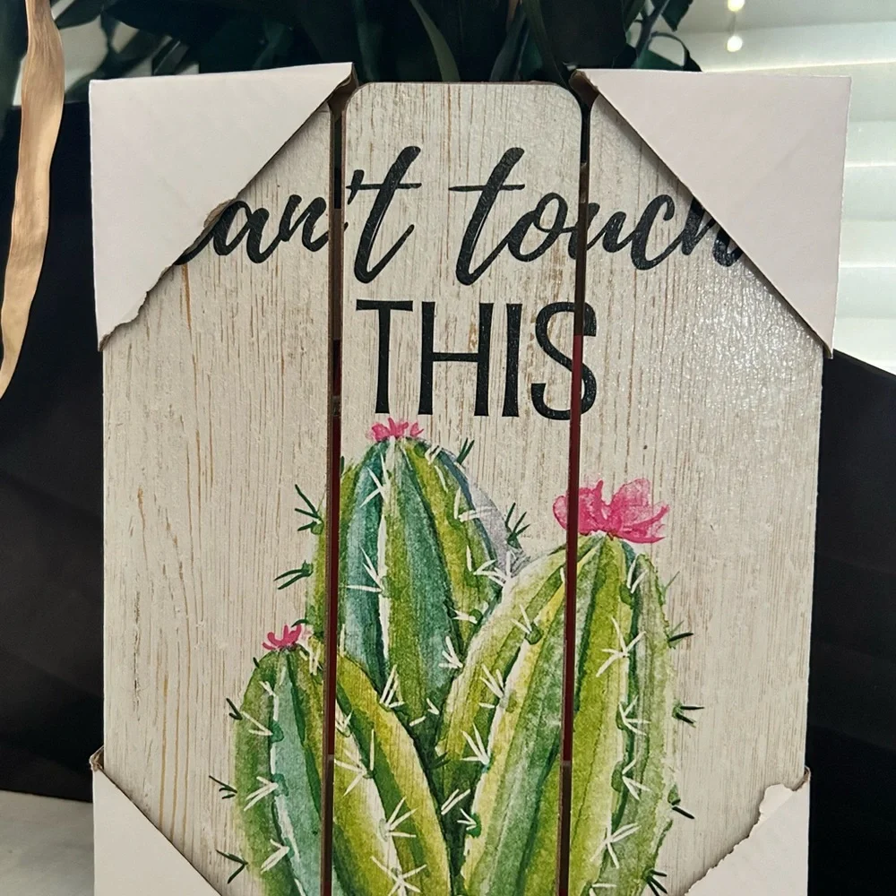 Cactus Wall Art Decor can’t touch this - Green and Pink 6x6